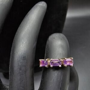 Sterling Silver Amethyst Ring 925 HAN Thailand Purple Gemstone